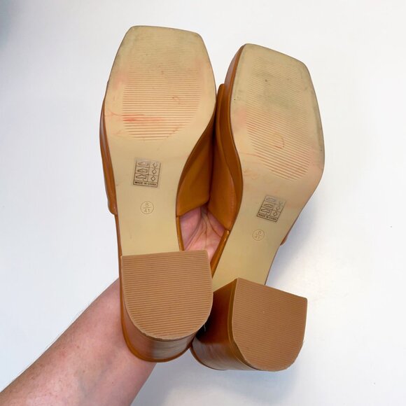 Nasty Gal Faux Leather Block Heel Open Toe Mules, Size 10 - Picture 6 of 8